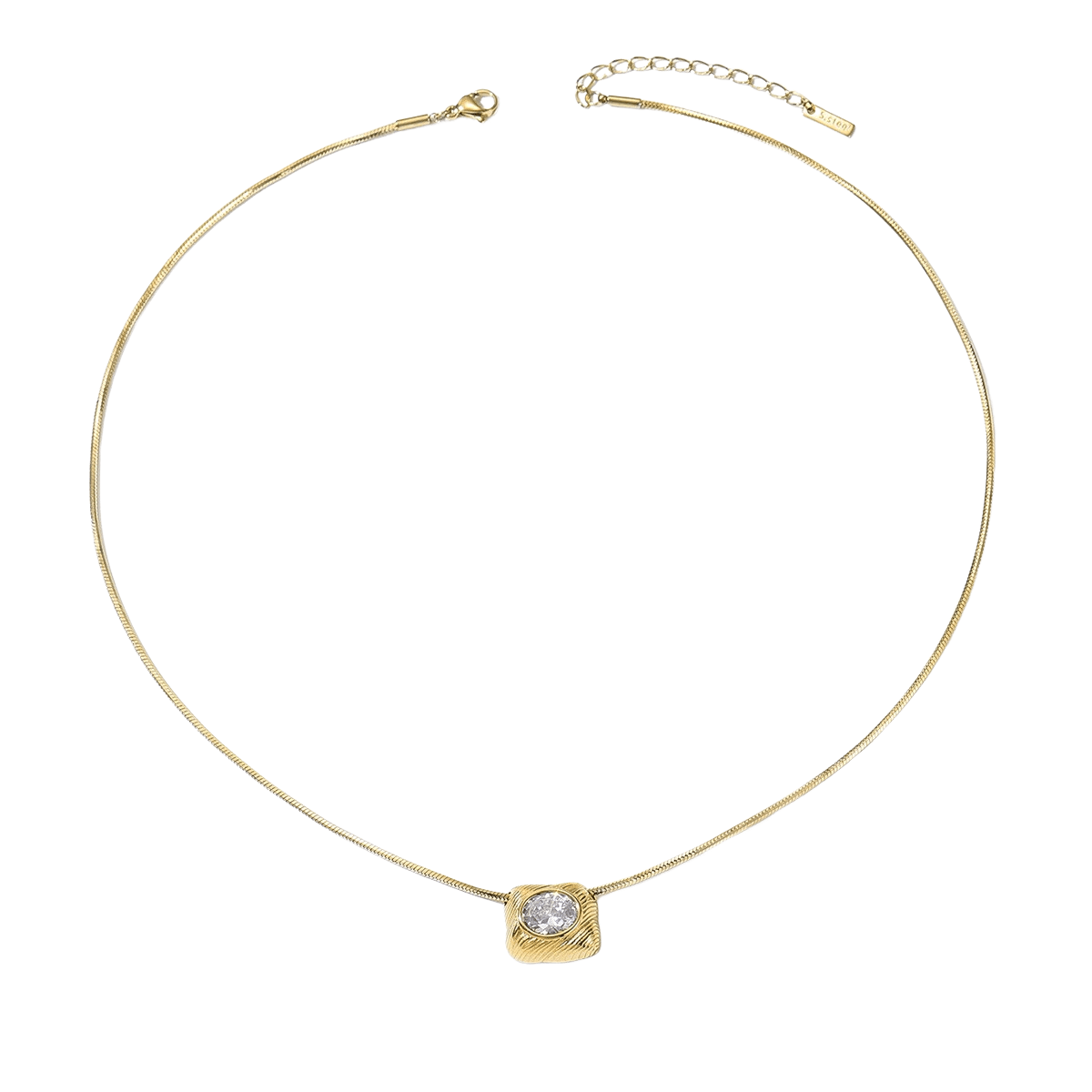 Geometric Pendant Choker with Zircon