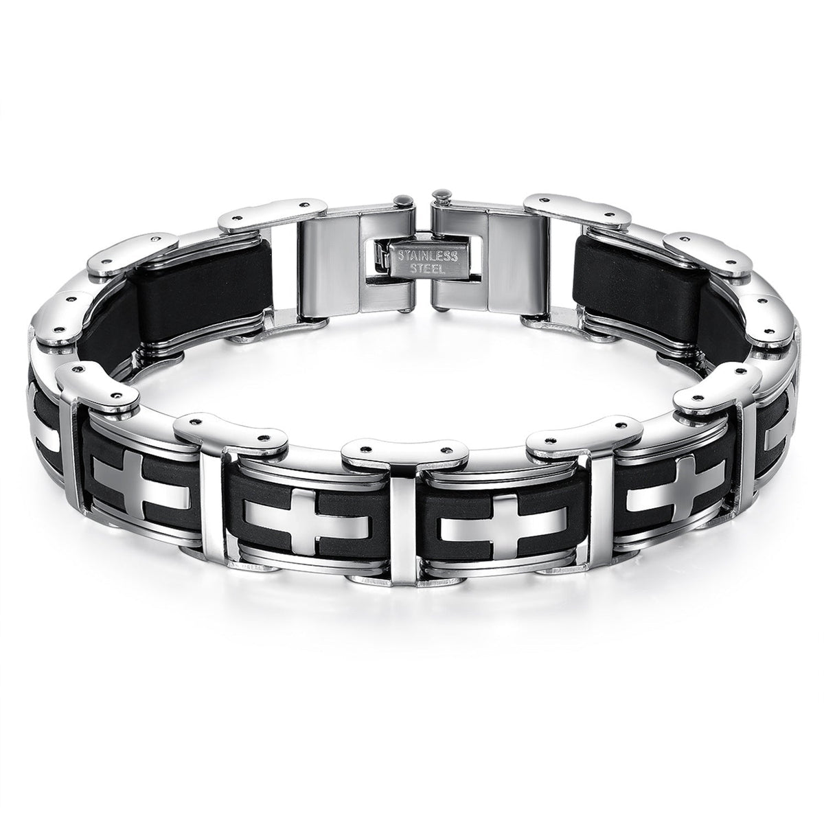 Stainless Steel Cross Link Bracelet