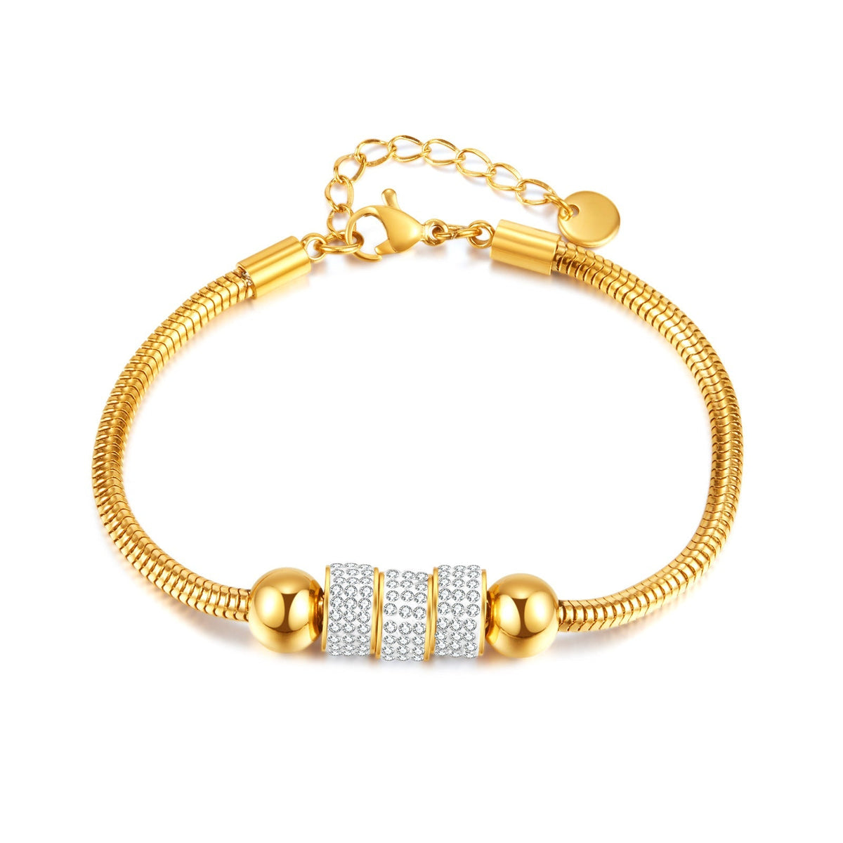 Gold-Tone Alloy Bracelet with Crystal Accents
