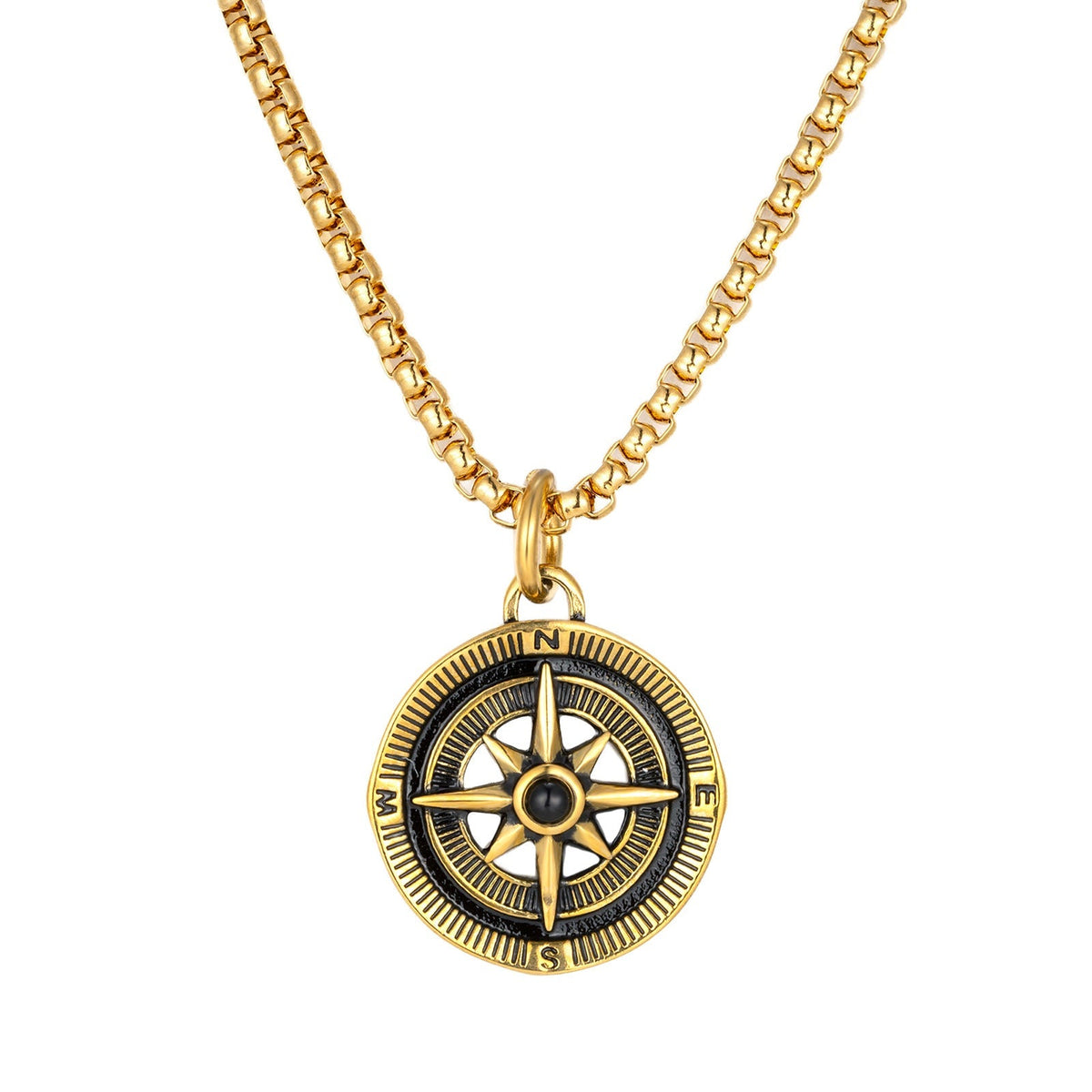 Compass Design Necklace with Engraved Dial