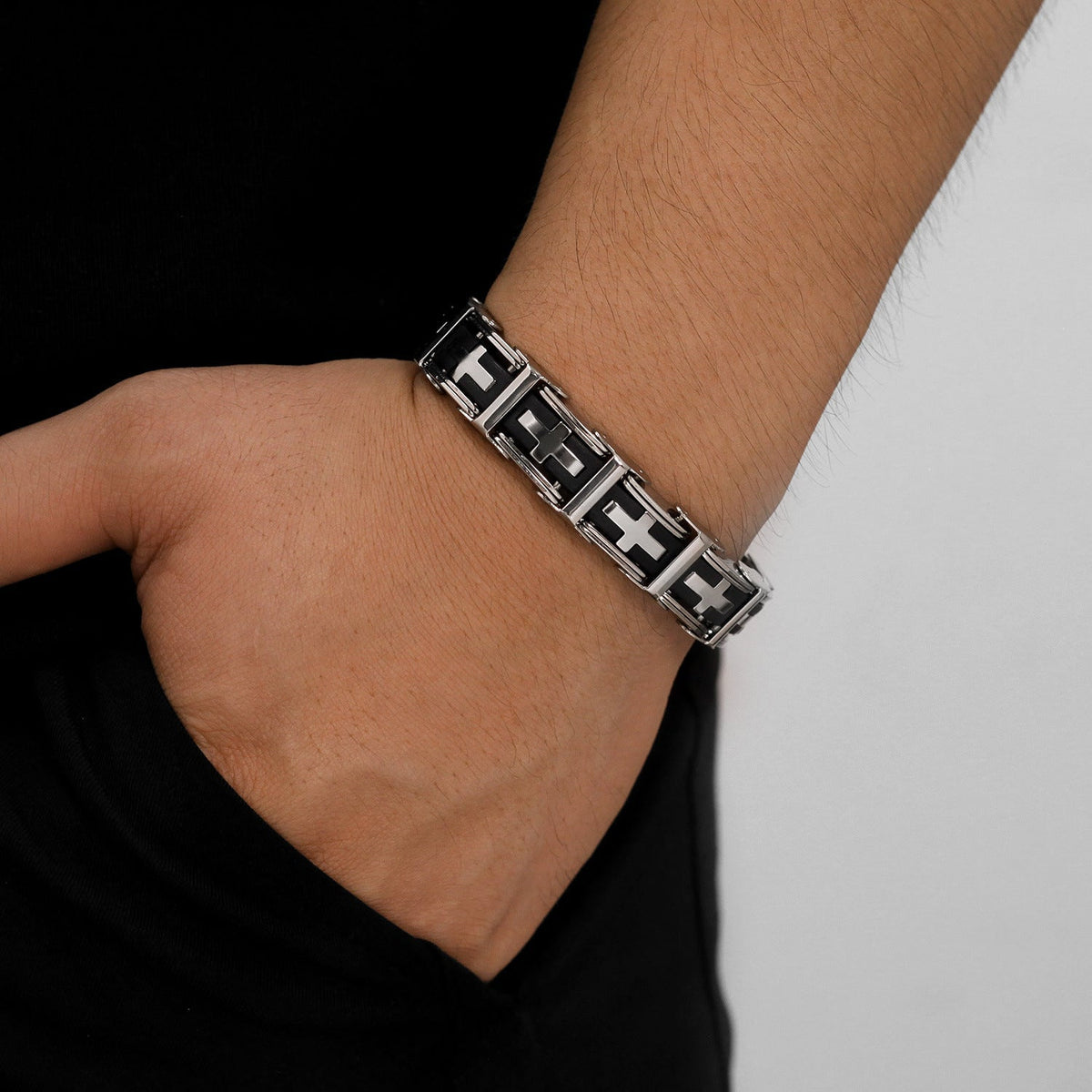Stainless Steel Cross Link Bracelet